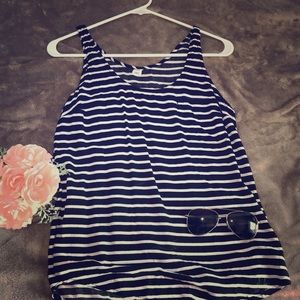 Striped loose tank top.